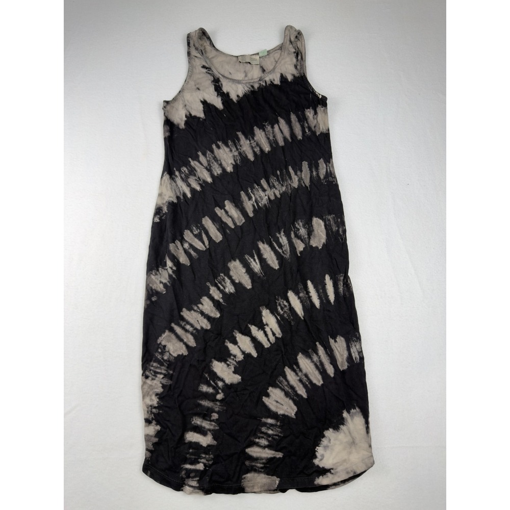 Saturday Sunday Anthropologie Tie Dye Midi Dress Black Grey Sleeveless L